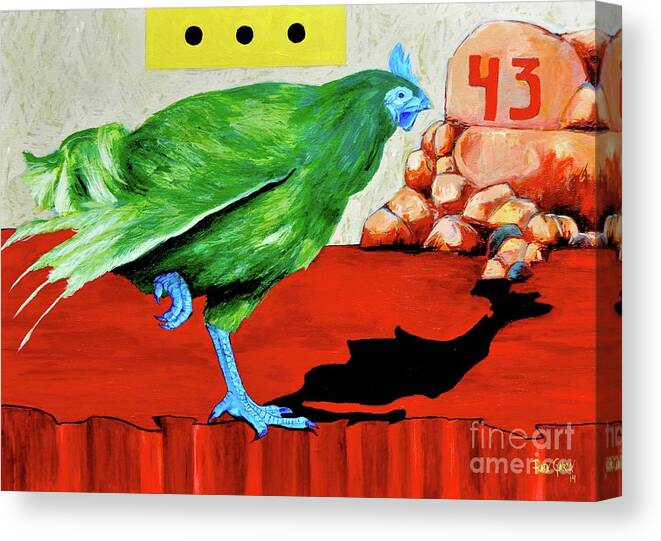 A Chicken Looking For 43 Missing Students In Ayotzinapa Canvas Print featuring the painting Ayotzinapa by Plata Garza