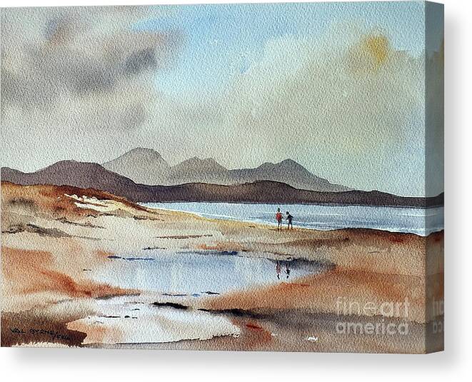 Banna Canvas Print featuring the painting Banna Strand, Co. Kerry. by Val Byrne