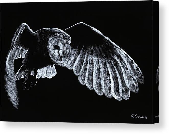 Owl Canvas Print featuring the pastel Barn Owl by Richard Young