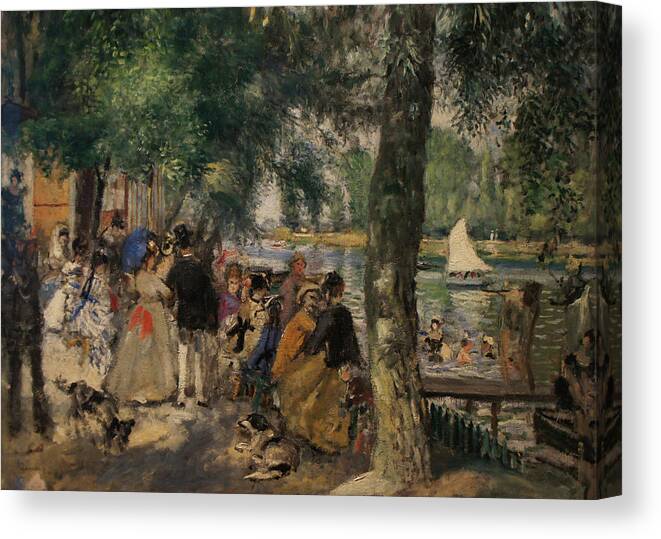 Impressionist Canvas Print featuring the painting Bathing on the Seine by Pierre Auguste Renoir