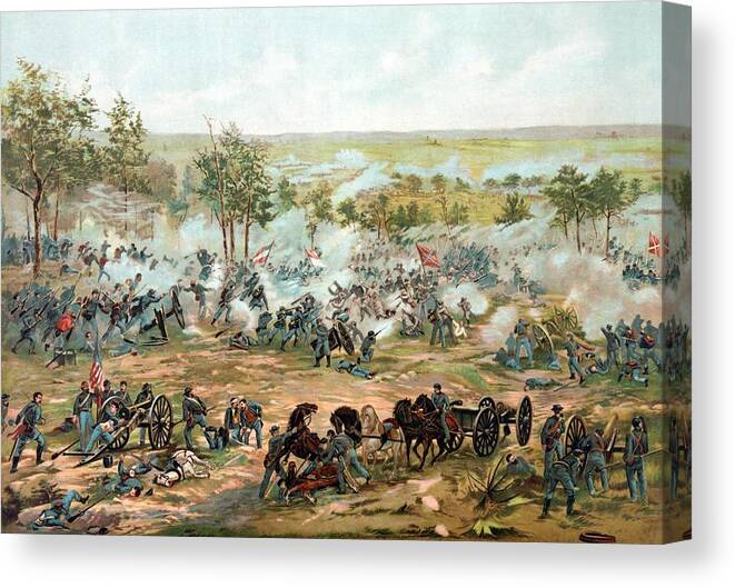Gettysburg Canvas Print featuring the painting Battle of Gettysburg by War Is Hell Store