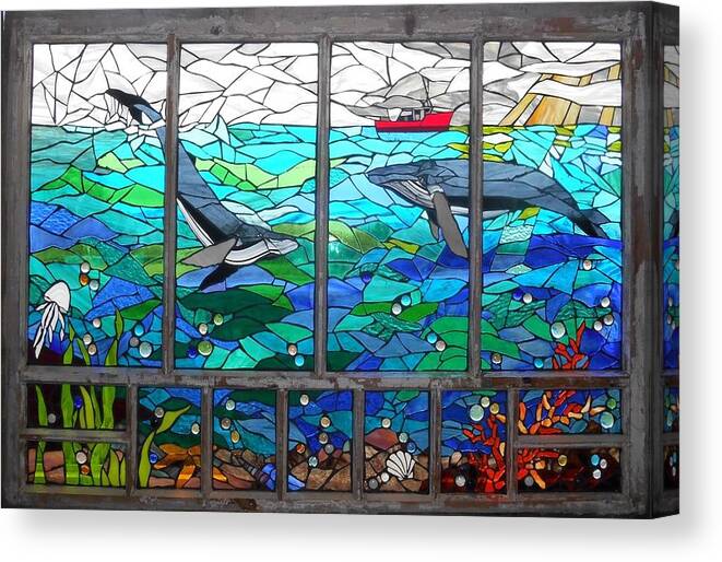 Mosaic Canvas Print featuring the glass art Bay of Fundy by Catherine Van Der Woerd