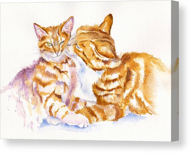 Cats Canvas Print featuring the painting Be Adored - Ginger Cats by Debra Hall
