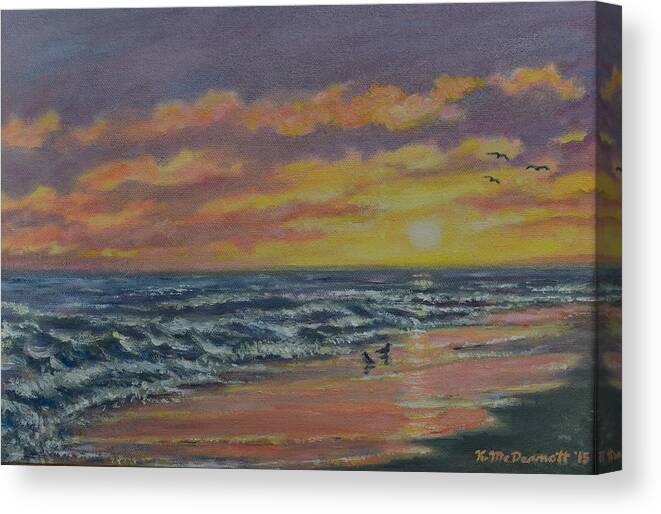 Beach Canvas Print featuring the painting Beach Glow by Kathleen McDermott