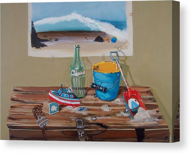 Oil Canvas Print featuring the painting Beach Toys by Susan Roberts