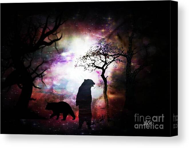 Bears Night Out Canvas Print featuring the digital art Bears Night Out by Maria Urso