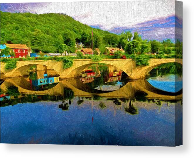 Painting Canvas Print featuring the painting Beautiful Bridge of Flowers by Mitchell R Grosky