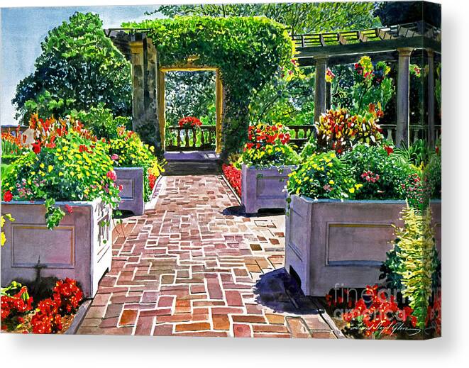 Gardens Canvas Print featuring the painting Beautiful Italian Gardens by David Lloyd Glover