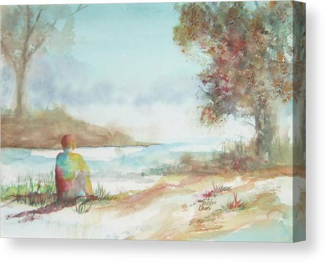 Watercolor Landscape Canvas Print featuring the painting Being Here by Debbie Lewis