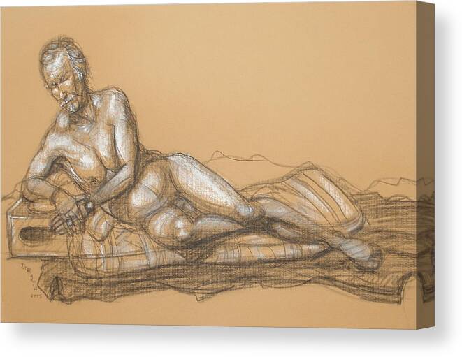 Realism Canvas Print featuring the drawing Bill Reclining by Donelli DiMaria