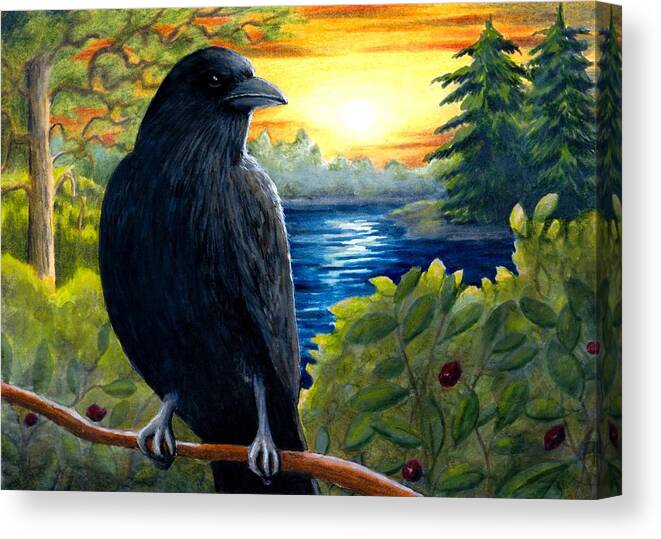 Bird Canvas Print featuring the painting Bird 63 by Lucie Dumas