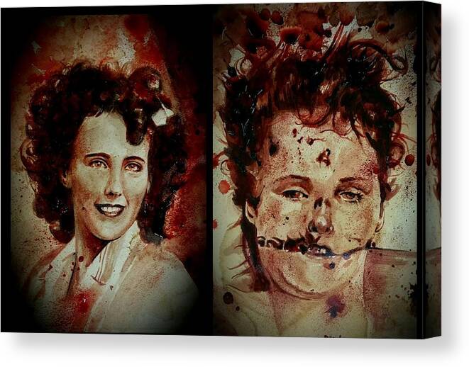 Ryan Almighty Canvas Print featuring the painting Black Dahlia Elizabeth Short before and after by Ryan Almighty