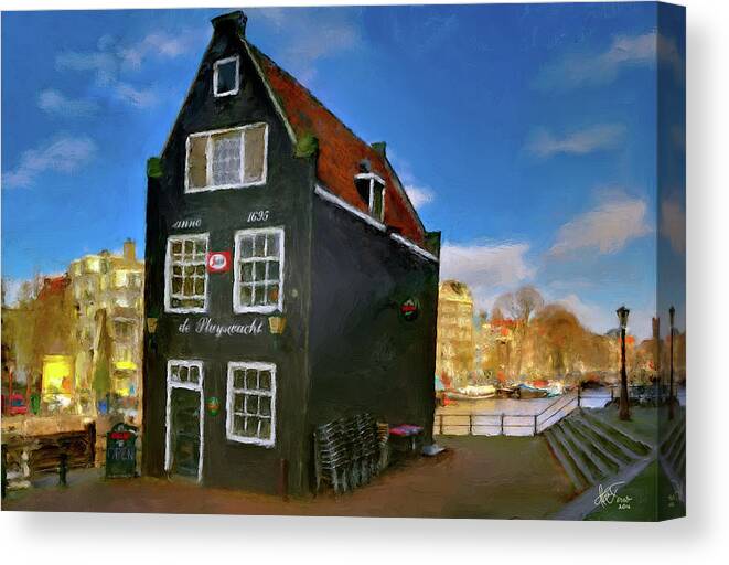 Holland Amsterdam Canvas Print featuring the photograph Black House in Jodenbreestraat #1. Amsterdam by Juan Carlos Ferro Duque
