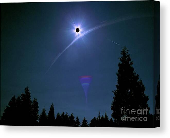 Total Solar Eclipse Canvas Print featuring the painting Blinded by The Light by Tanya Filichkin