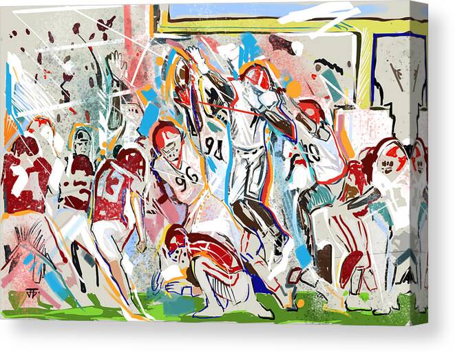 Uga Rosebowl Canvas Print featuring the painting Blocked by John Gholson