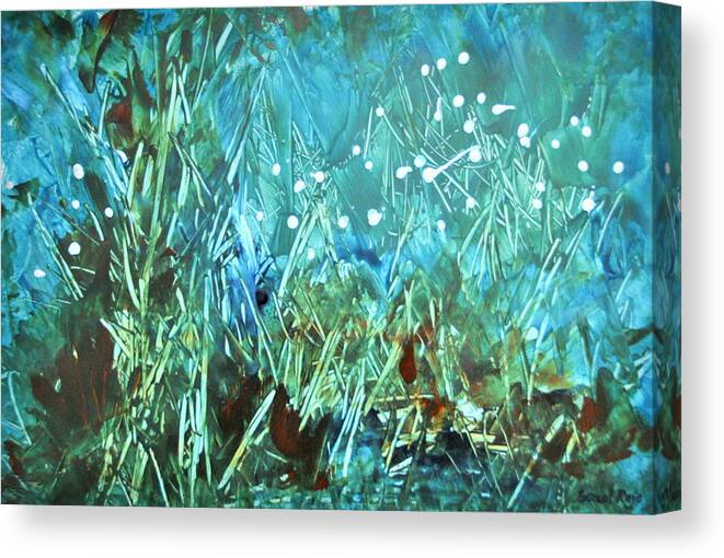 Abstract Canvas Print featuring the painting Blue Forest by Sonal Raje