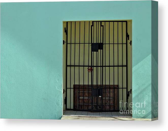 Blue Canvas Print featuring the photograph Blue Gate by Kathy Strauss