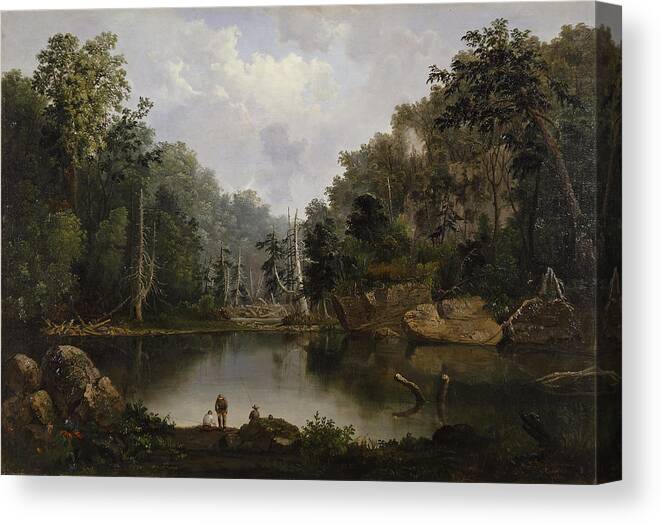 Robert Scott Duncanson Canvas Print featuring the painting Blue Hole. Flood Waters. Little Miami by Robert Scott Duncanson