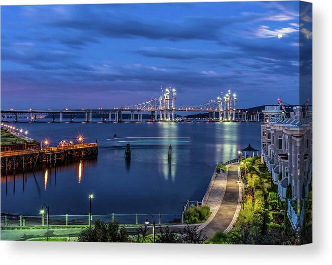 'jeffrey Friedkin Photography Canvas Print featuring the photograph Blue Hour Over the Hudson by Jeffrey Friedkin