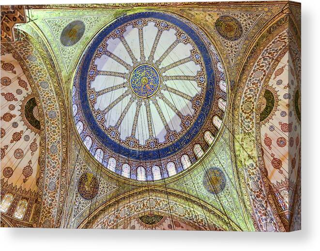 Blue Mosque Ceiling Canvas Print featuring the photograph Blue Mosque Ceiling by Phyllis Taylor