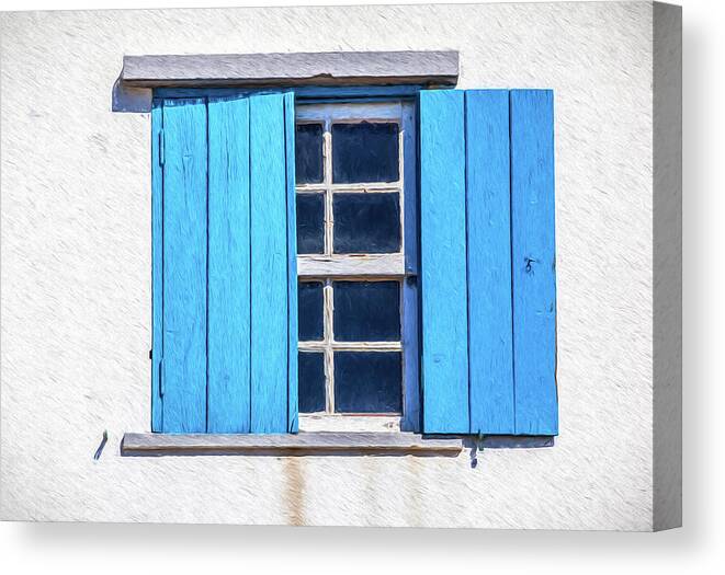 Window Canvas Print featuring the painting Blue Shutters of Peniche by David Letts