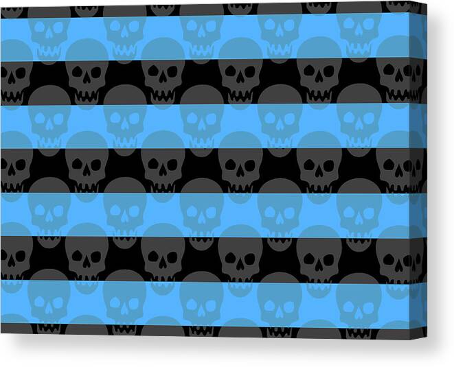 Blue Canvas Print featuring the digital art Blue Skull Stripes by Roseanne Jones