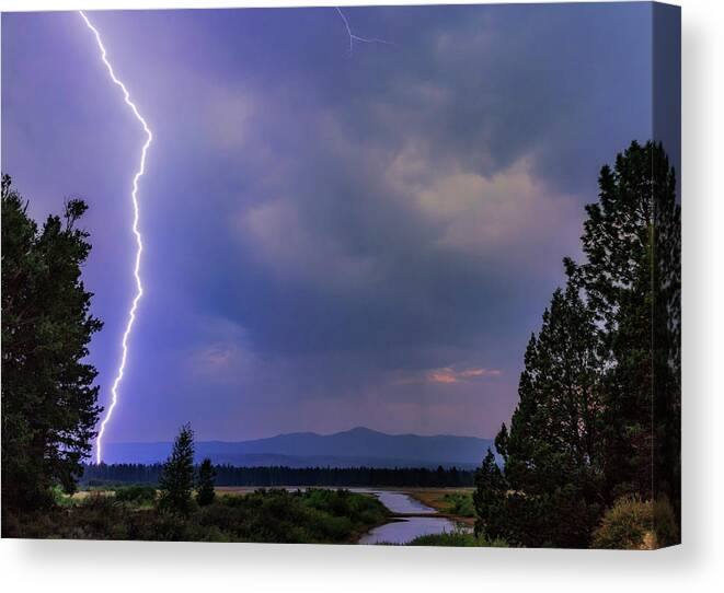 Storm Canvas Print featuring the photograph Blue Strike by Cat Connor
