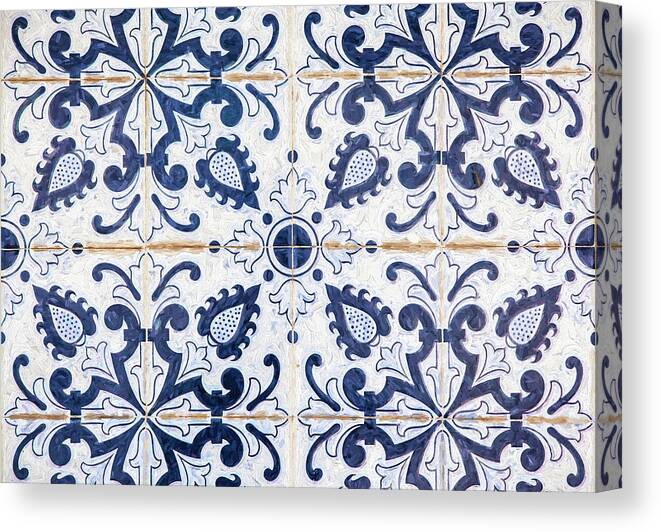 David Letts Canvas Print featuring the painting Blue Tile of Portugal by David Letts