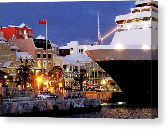Hamilton Canvas Print featuring the photograph Boat Is In On Front Street by Ian MacDonald