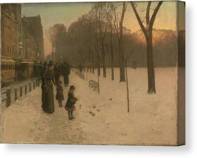 At Dusk (boston Common At Twilight) 1885�86 Childe Hassam (american Canvas Print featuring the painting Boston Common at Twilight by Childe Hassam