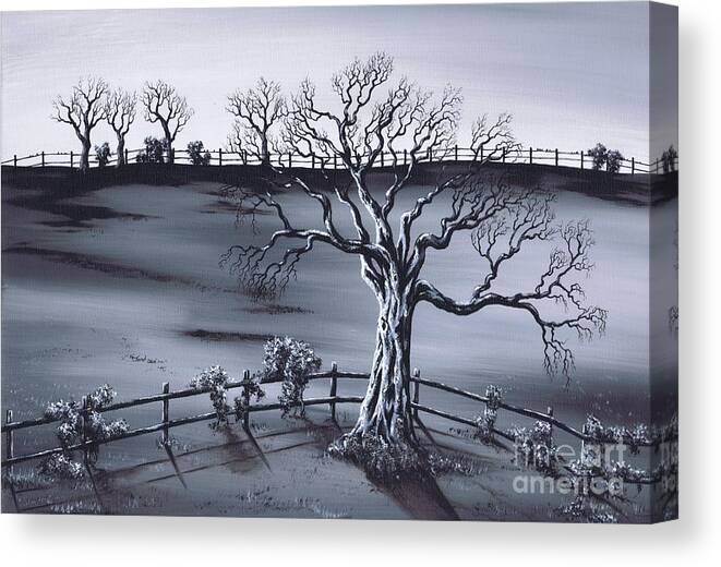 Boundry Fence Canvas Print featuring the painting Boundries by Kenneth Clarke