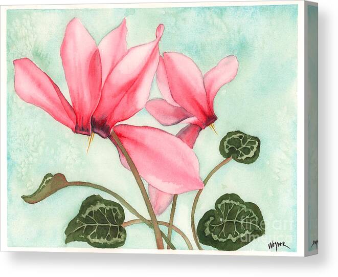 Cyclamen Canvas Print featuring the painting Bounty by Hilda Wagner