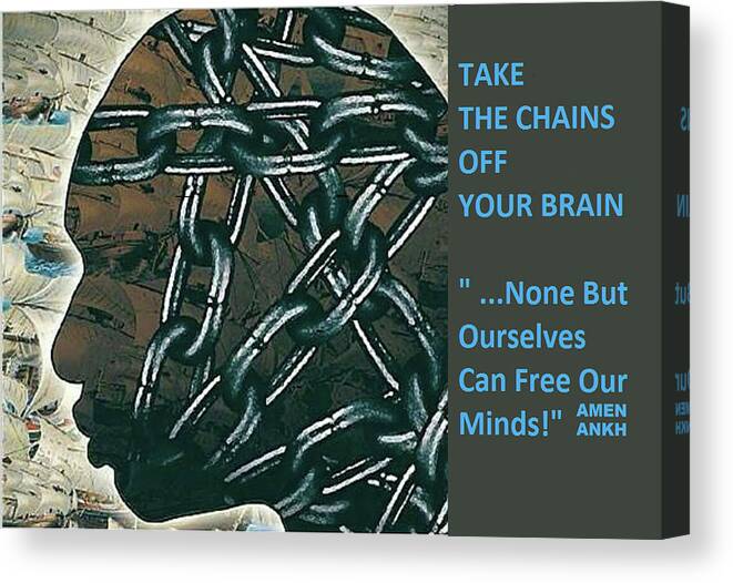 Brain Chain Mental Health Canvas Print featuring the digital art Brain Chains by Adenike AmenRa