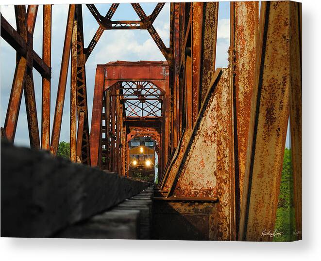 Union Pacific Canvas Print featuring the photograph Brazos River Railroad Bridge by Nathan Little