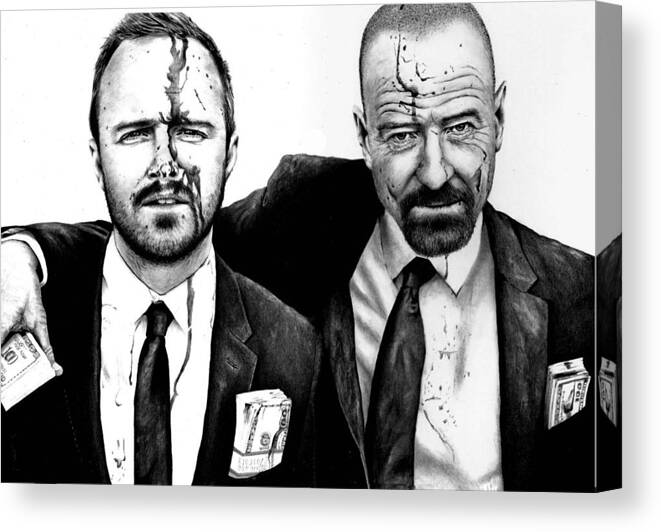 Aaron Paul Canvas Print featuring the drawing Breaking Bad 2 by Rick Fortson