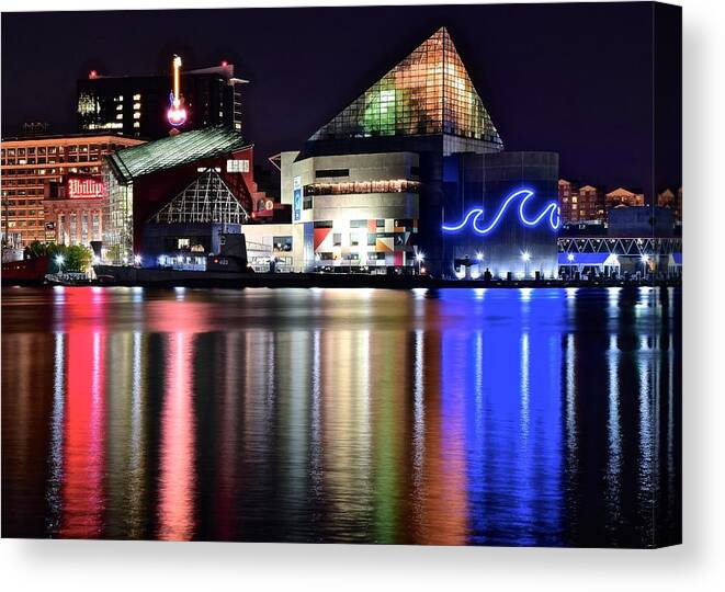 Baltimore Canvas Print featuring the photograph Bright Baltimore Lights by Frozen in Time Fine Art Photography