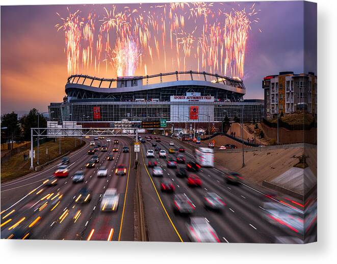 Denver Canvas Print featuring the photograph Broncos Win AFC Championship Game 2016 by Darren White