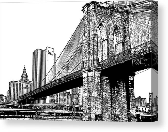 Brooklyn Bridge Canvas Print featuring the photograph Brooklyn Bridge 1.1 by Frank Mari