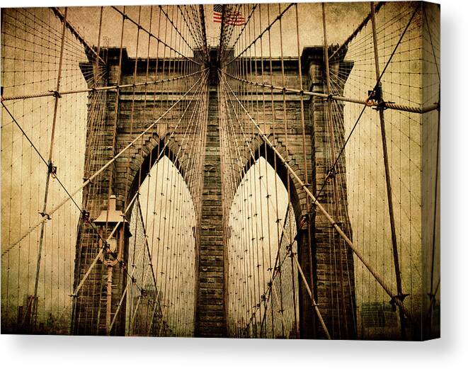 Bridge Canvas Print featuring the photograph Brooklyn Bridge Nostalgia by Jessica Jenney
