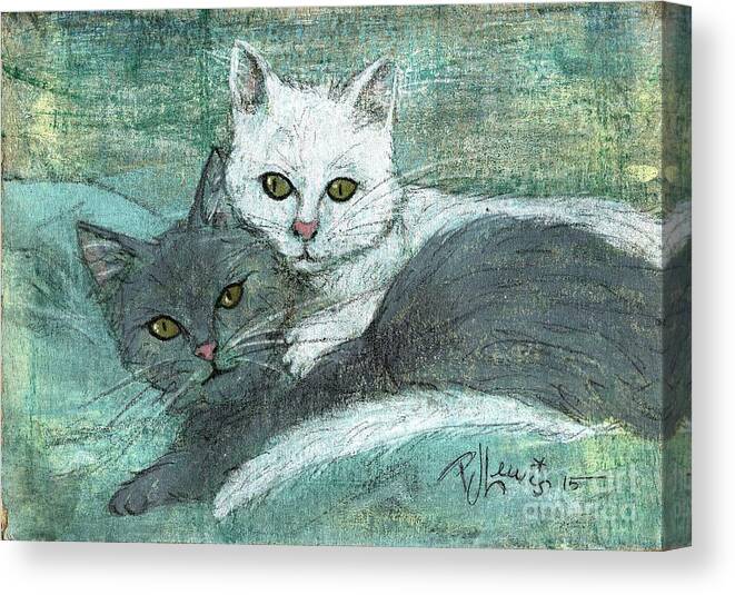 Cats Canvas Print featuring the painting Buddies by PJ Lewis