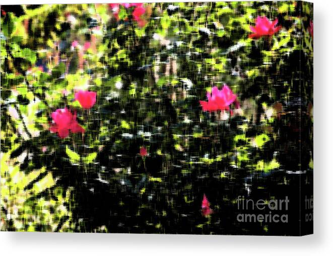 Painterly Canvas Print featuring the photograph Budding Pink Flowers - Impressionism by Frank J Casella