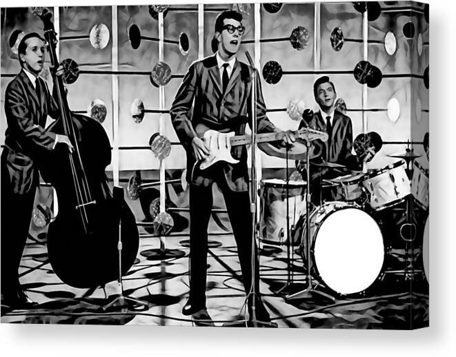 Buddy Holly Canvas Print featuring the mixed media Buddy Holly by Marvin Blaine