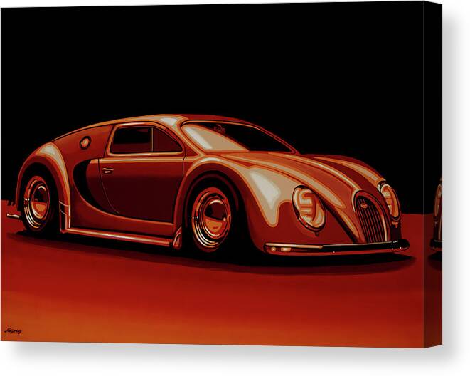 Bugatti Veyron Canvas Print featuring the painting Bugatti Veyron 'Beetgatti' 1945 Painting by Paul Meijering