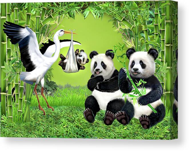 Baby Panda Canvas Print featuring the digital art Bundle of Joy by Glenn Holbrook
