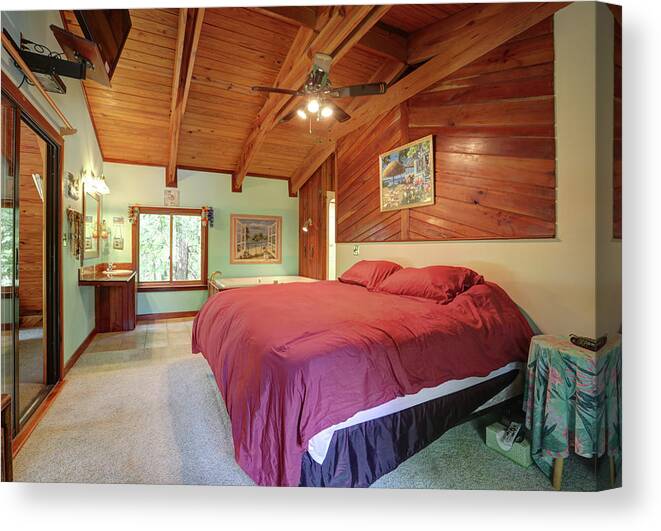 Real Estate Photography Canvas Print featuring the photograph Burns Rd Master Bedroom by Jeff Kurtz