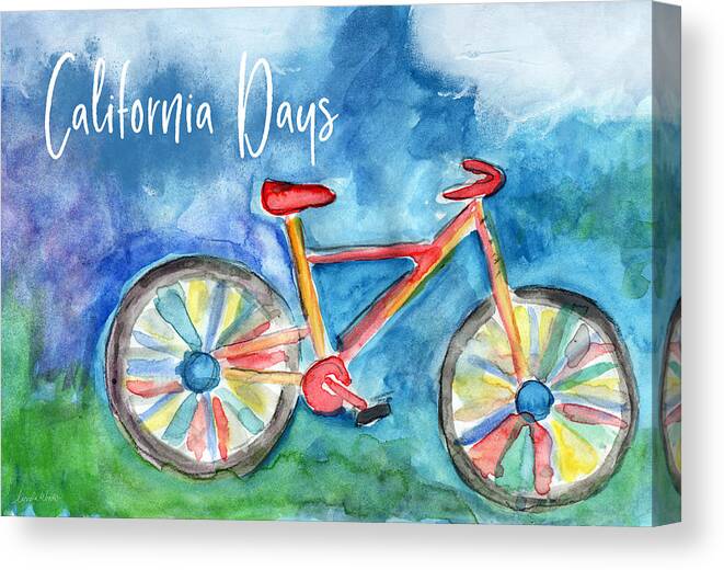 Bike Canvas Print featuring the painting California Days - Art by Linda Woods by Linda Woods