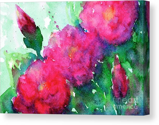 Camellia Canvas Print featuring the painting Camellia Abstract by Rebecca Davis