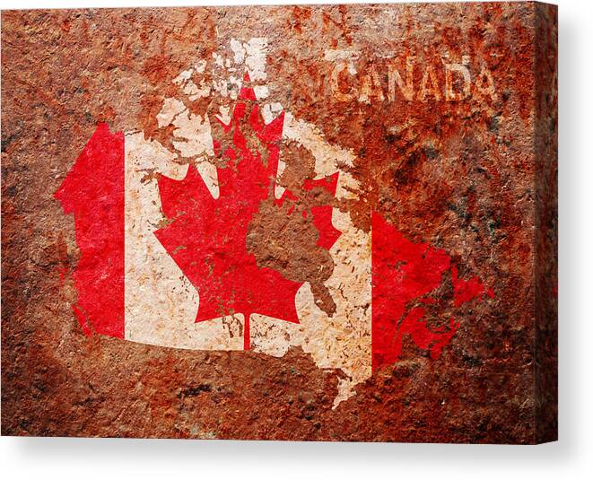 Canada Flag Canvas Print featuring the digital art Canada Flag Map by Michael Tompsett