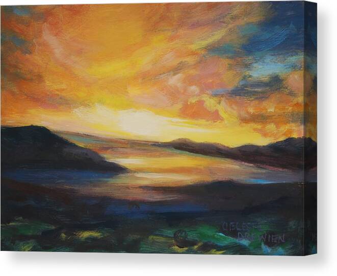 Sunset Canvas Print featuring the painting Caribbean Sunset by Celeste Drewien