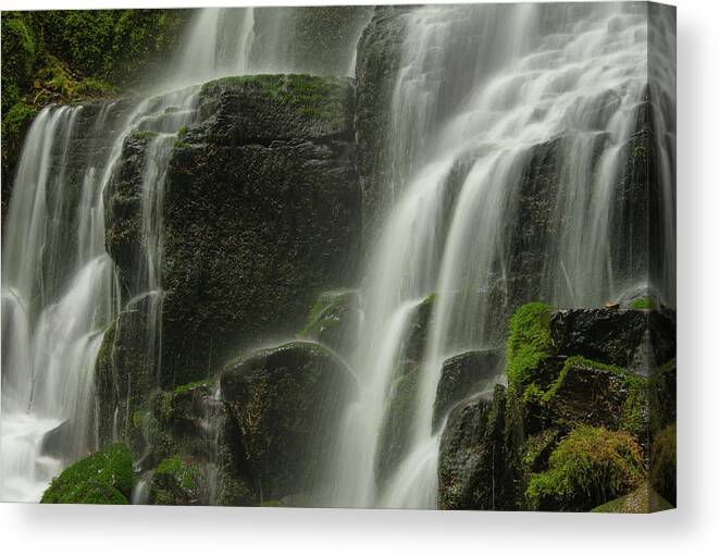Fairy Falls Canvas Print featuring the photograph Cascading Falls by Don Schwartz